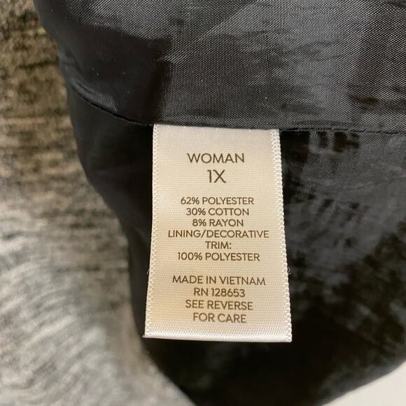 Dressbarn Gray Black One Button Dress Coat Size 1X - Picture 5 of 6